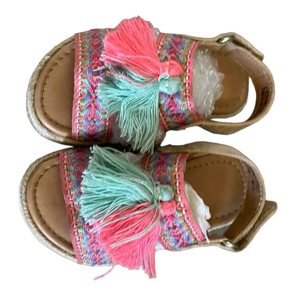 3/$15 Cat & Jack Girls Pom Pom Pink Blue Summer Spring Sandals 5 - Picture 6 of 9